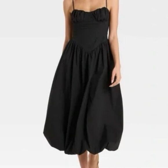 Future Collective XXL Elegant Black Bubble Corset Maxi strap Dress - Picture 1 of 7